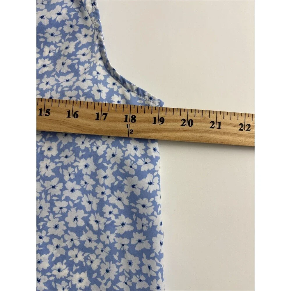 J Crew Womens Shirt Adult Size Small Blue Floral Sleeveless Button Placket